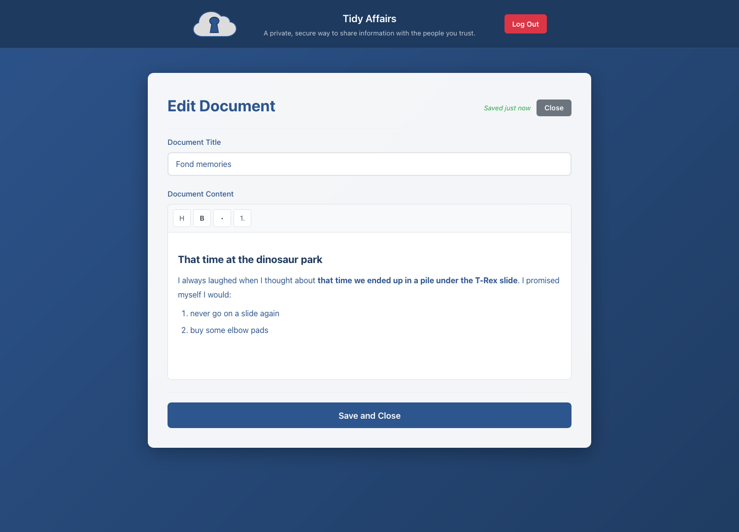 Document editor with formatting options